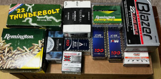 A selection of the .22LR ammunition Pete has accumulated over the years.