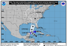 Projected path of a hurricane expected to hit the Gulf Coast on Thursday, Sept. 27, 2024.