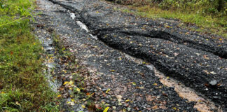 We had enough rain to significantly erode our access road.