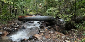 This was our road after the culvert was washed out. The road became the river.