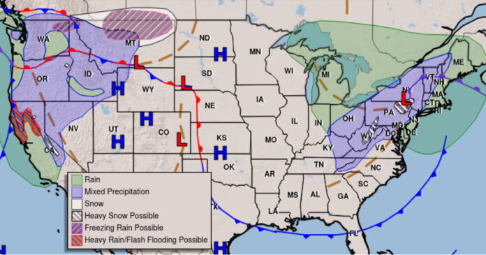 This is the three day forecast map from the National Weather Service. The wet weather in the Northeast may be welcomed because that part of the country has been suffering from drought conditions.