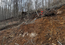 Seeing the fellow at the top of the landslide in Samaritan's Purse orange T-shirt helps put into perspective how large our landslide is.