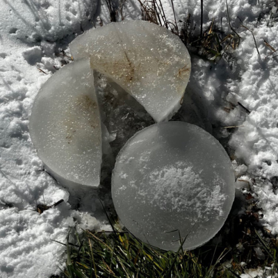 Even when there is little or no snow, the two inches of ice will freeze in the chicken's water on a cold night.