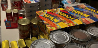 I stacked and sorted our canned foods as part of the inventory process.