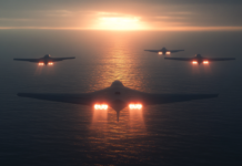 This is what AI imagines the F-147 will look like when accompanied into battle with autonomous "collaborative combat aircraft."