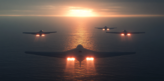 This is what AI imagines the F-147 will look like when accompanied into battle with autonomous "collaborative combat aircraft."