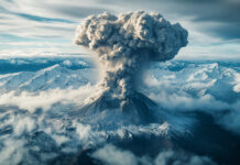An AI simulation of what an eruption at Mount Spurr might look like.
