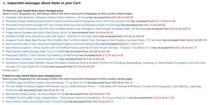 Amazon Prices Almost three times as many of my saved items on Amazon increased in price rather than dropped. Is this a sign of tariffs and things to come or just the algorithm?