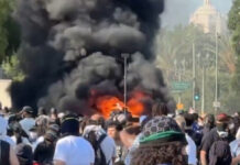 A scene from protests/riots in Los Angeles this weekend.