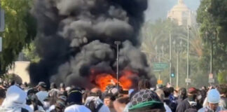 A scene from protests/riots in Los Angeles this weekend.
