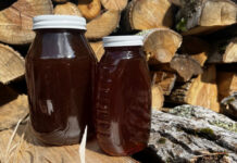 Our late spring honey harvest netted 125 pounds of honey, much of it very dark and rich.