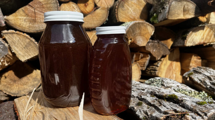 Our late spring honey harvest netted 125 pounds of honey, much of it very dark and rich.