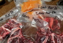 After my trip to Sam's Club, we vacuum sealed our lam chops and salmon for the freezer. Buying in bulk saves money while freezer storage is great for short-term emergencies.