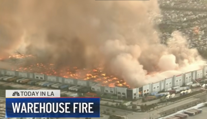 Flammable aper products, including toilet paper and facial tissue, made this warehouse fire impossible to extinguish once it started.