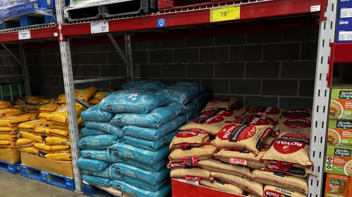 Rice at Sams Sam's Club had hundreds of pounds of rice in stock last week, perfect for prepping.