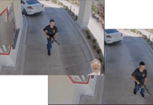 Images of the In-N-Out Burger shooter during his mass attack in Twin Falls, Idaho. He was confronted by three heroes armed with pistols.