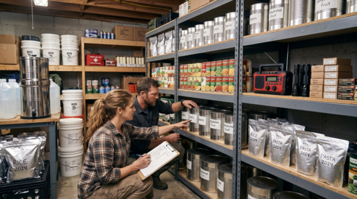 Inventorying supplies to see how long they would last with no outside inputs.